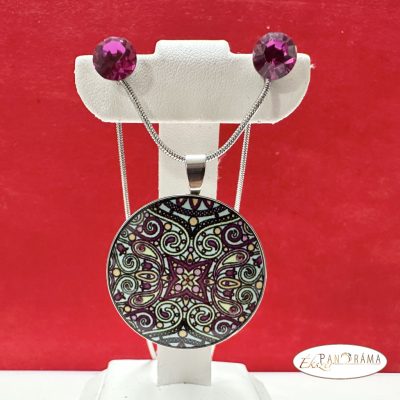 Swanis® kristály nemesacél szett - Crysteel zöld-fuxia vintage