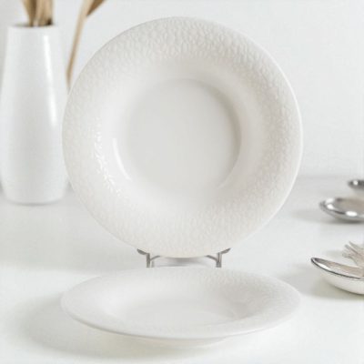 Albus Portedo enyhe krém színű porcelán mélytányér 23 cm - 6 db-os csomag