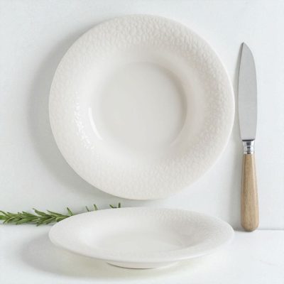 Albus Portedo enyhe krém színű porcelán pasta gourmet tányér 28x5 cm - 6 db-os csomag