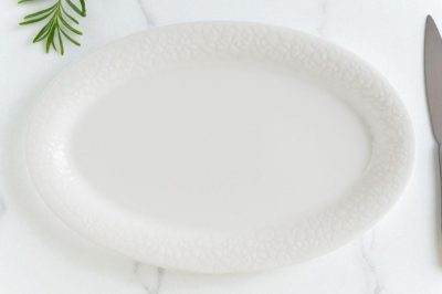 Albus Portedo enyhe krém színű porcelán ovális sültestál 32x21x2 cm - 6 db-os csomag