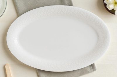 Albus Portedo enyhe krém színű porcelán ovális sültestál 24x12x2 cm - 6 db-os csomag
