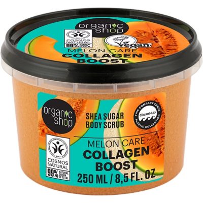 Organic Shop Collagen Boost shea cukros testradír sárgadinnyével, 250 ml