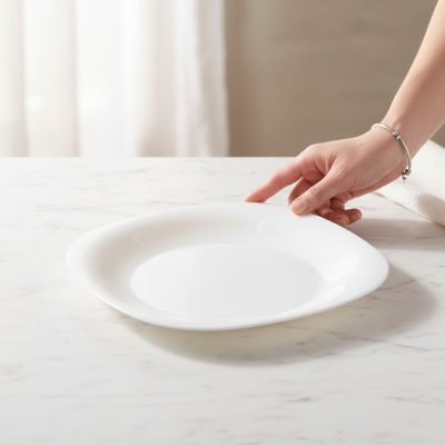 PARMA FEHÉR szögletes desszert tányér, 6 db-os csomag 20x20cm - Bormioli Rocco opál üveg