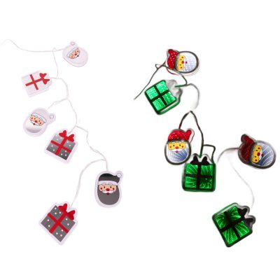 Világító Led füzér mikulás fej+ajándék 105cm