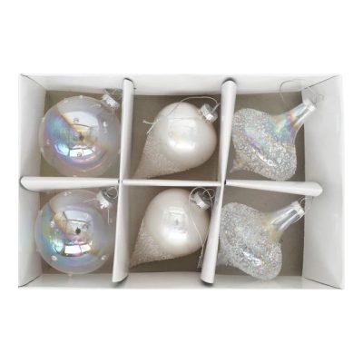 Gömb üveg átlátszó akasztós 8cm S/6