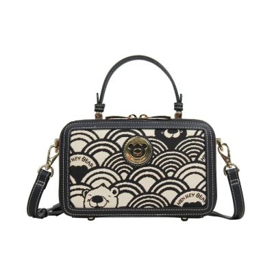 Henney Bear BLACK WHITE WAVE válltáska kézitáska