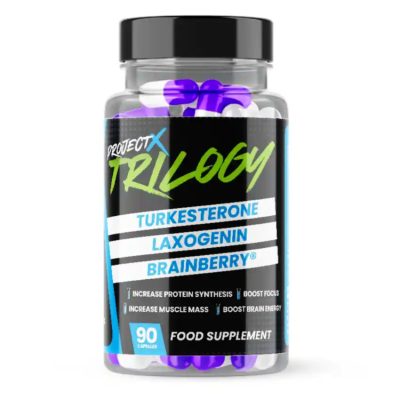 TRILOGY™ - 3az1ben Brutális Izomépítő Stack - Megadózisú Turkesterone + Laxogenin + Brainberry - 90 Kapszula - ProjectX