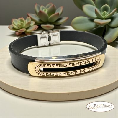 Férfi nemesacél kaucsuk karkötő - Elton