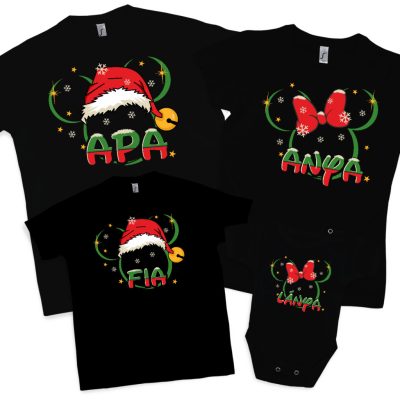 Karácsonyi mickey anya, apa, lánya fia - 4db családi szett