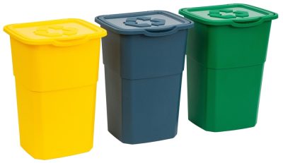 DEA home eco műanyag szemetes készlet szelektív hulladékokhoz 3x50L - színes