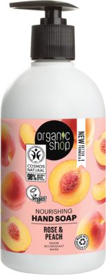 Organic Shop tápláló folyékony szappan rózsával és őszibarackkal, 500 ml