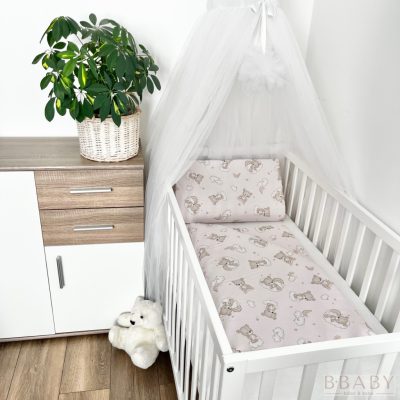  Álomfelhő rózsaszín – 2 részes babaágynemű szett szivárványos macival, 100% pamut