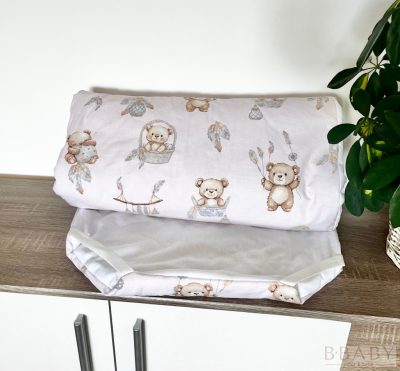 Álomfogós mackók óvodai derékalj – pasztell rózsaszín, 130x56 cm