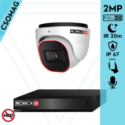 Provision 1 dome kamerás analóg megfigyelőrendszer 2MP Full HD felbontással, éjjellátó távolság 20m