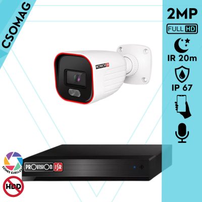 Provision 1 cső kamerás analóg megfigyelőrendszer 2MP színes éjjellátó biztonsági kamera 20m fehérfény