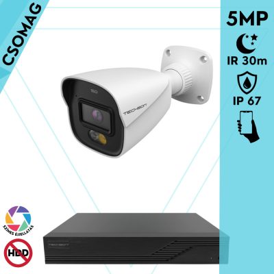 Techson 1 cső kamerás analóg megfigyelőrendszer 5MP HD cső biztonsági kamera, 2.8 mm fix objektívvel, beépített mikrofon