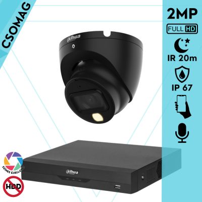 Dahua 1 dome kamerás analóg megfigyelőrendszer 2MP HD dóm biztonsági kamera, 2.8 mm fix objektív, hibrid fény, beépített mikrofon
