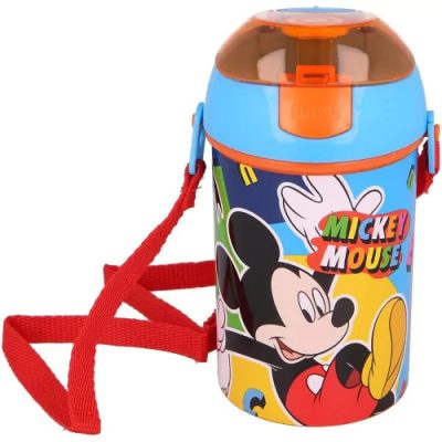 Disney Mickey Color Flow műanyag szívószálas kulacs akasztóval 450 ml