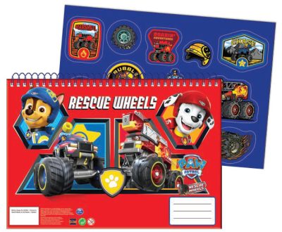 Mancs Őrjárat Rescue Wheels A/4 spirál vázlatfüzet 40 lapos matricával