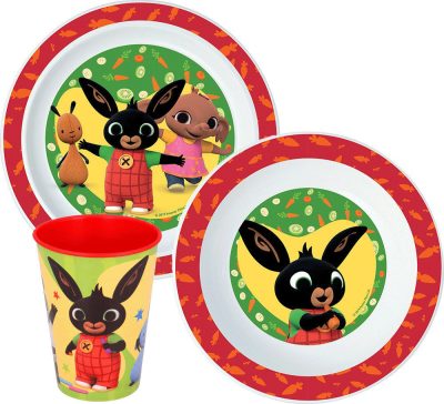 Bing Happy Bunny étkészlet, micro műanyag szett, pohárral 260 ml 