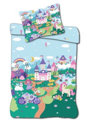 Unikornis Fairyland gyerek, ovis ágyneműhuzat 100×135cm, 40×60cm