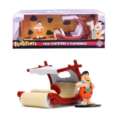 Flintstone család figura szett - Frédi és a kőkorszaki járműve