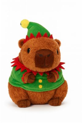 Karácsonyi Capybara plüssfigura 25cm - Sötét barna
