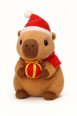 Karácsonyi Capybara plüssfigura 25cm - Vajszínű