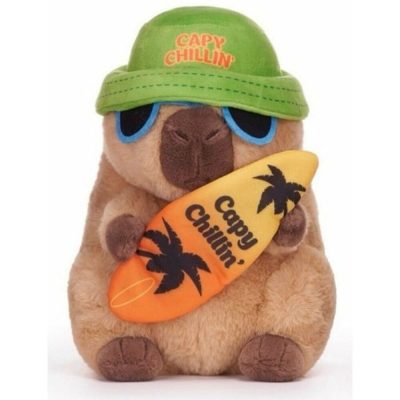 Capybara plüssfigura szörfdeszkával 22 cm - Vajszínű