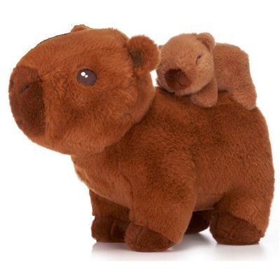 Capybara plüssfigura álló kisbabával 25 cm - Sötét barna