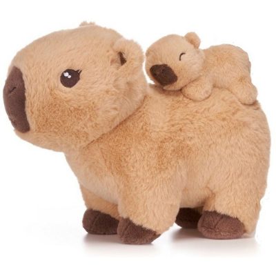 Capybara plüssfigura álló kisbabával 25 cm - Vajszínű