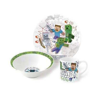 Minecraft étkészlet kerámiából - tányérok és bögre egyben