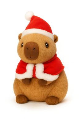 Karácsonyi Capybara plüssfigura 25cm - Világos barna