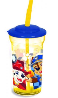 Szívószálas műanyag pohár BPA mentes - Mancs Őrjárat - 300ML