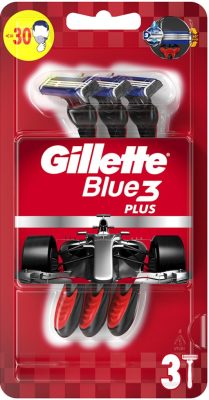 Gillette Blue3 Plus Piros eldobható borotva 3 db (6/doboz, 12/karton)