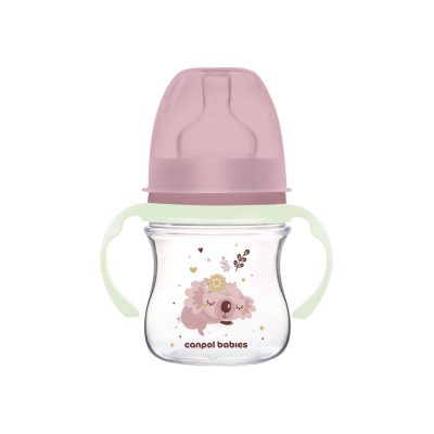 Canpol babies Anti-kólikás cumisüveg világító fogantyúval EasyStart SLEEPY KOALA 120ml pink