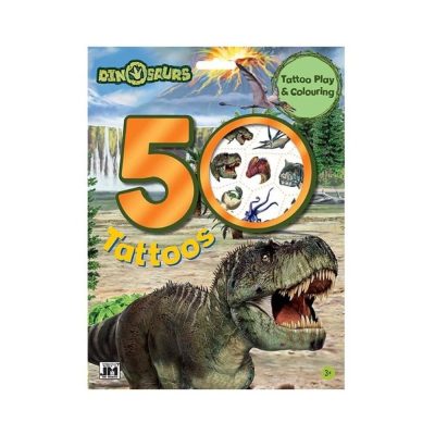 Dínós tetoválás szett kifesthető jelenetekkel - 50 tetkó egyben!