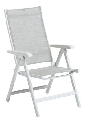 KETTLER BASIC PLUS alumínium dönthető kerti szék – fehér / világosszürke