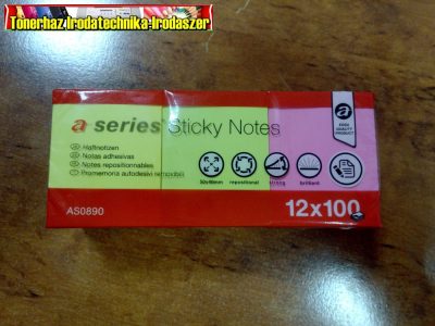 Öntapadó jegyzettömb 50x40mm 3 neon szín (12db/csom)a-series (51x38)