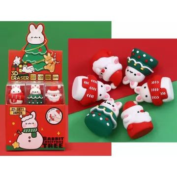 Karácsonyi nyuszi mintás radír - többféle