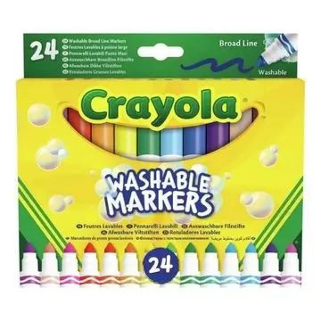 Crayola: Tompahegyű, lemosható filctoll - 24 db-os