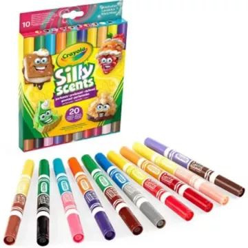 Crayola Silly Scents: Kétoldalú, tompahegyű filctoll készlet - 10 db-os