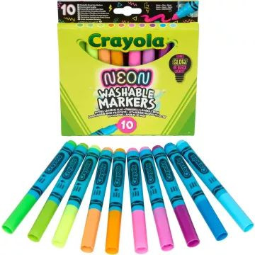 Crayola Washable Markers: Lemosható, neon színű filctollkészlet - 10 db-os