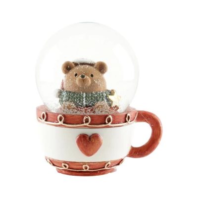 Rázógömb csészében macival üveg 9x8cm