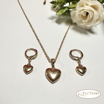 18K Gold Filled szett, medálos nyaklánc lógós fülbevalóval - Love store