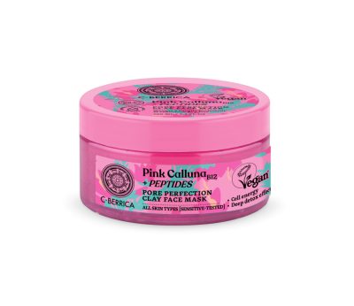 Natura Siberica C-Berrica Pink Calluna Pórustisztító agyagos arcmaszk B12 vitaminnal és peptidekkel,