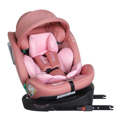 ISOFIX-es 360 -ban forgatható Mama Kiddies iSize Journey biztonsági autósülés (40–150 cm) pink színben ajándék napvédővel