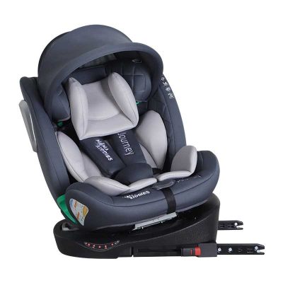 ISOFIX-es 360 -ban forgatható Mama Kiddies iSize Journey biztonsági autósülés (40–150 cm) szürke színben ajándék napvédővel