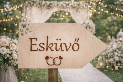 Esküvő Feliratú Tábla