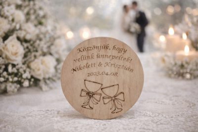 Esküvői Poháralátét (Dátum,Név)